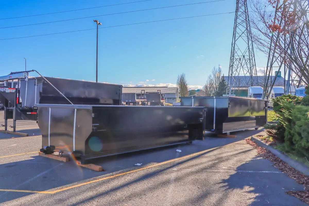 Roll-off dumpster ready for waste disposal at job site for 2 Yard Dumpster Rental in Arnold